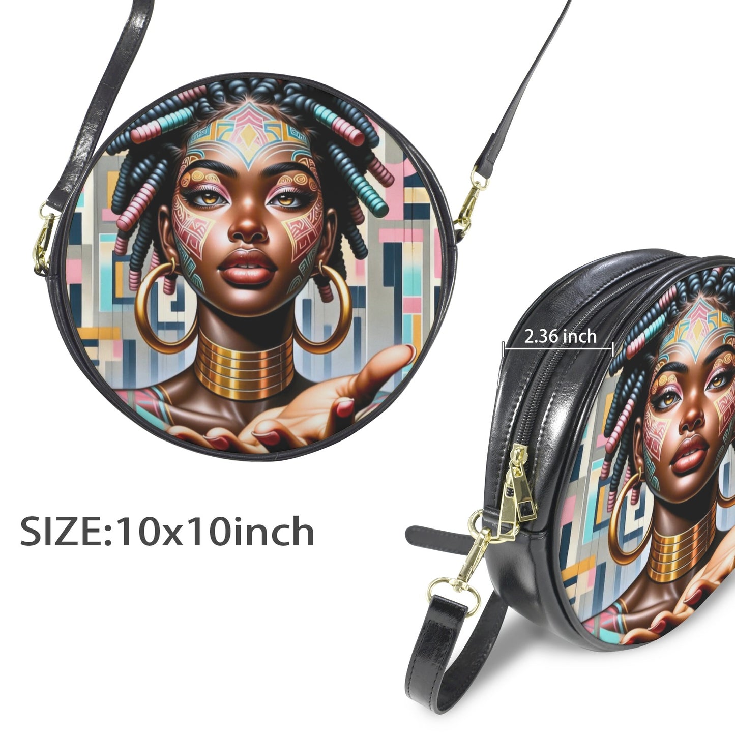 Divine Presence Round Sling Bag – Large 10x10 | Afro Elegance Edition