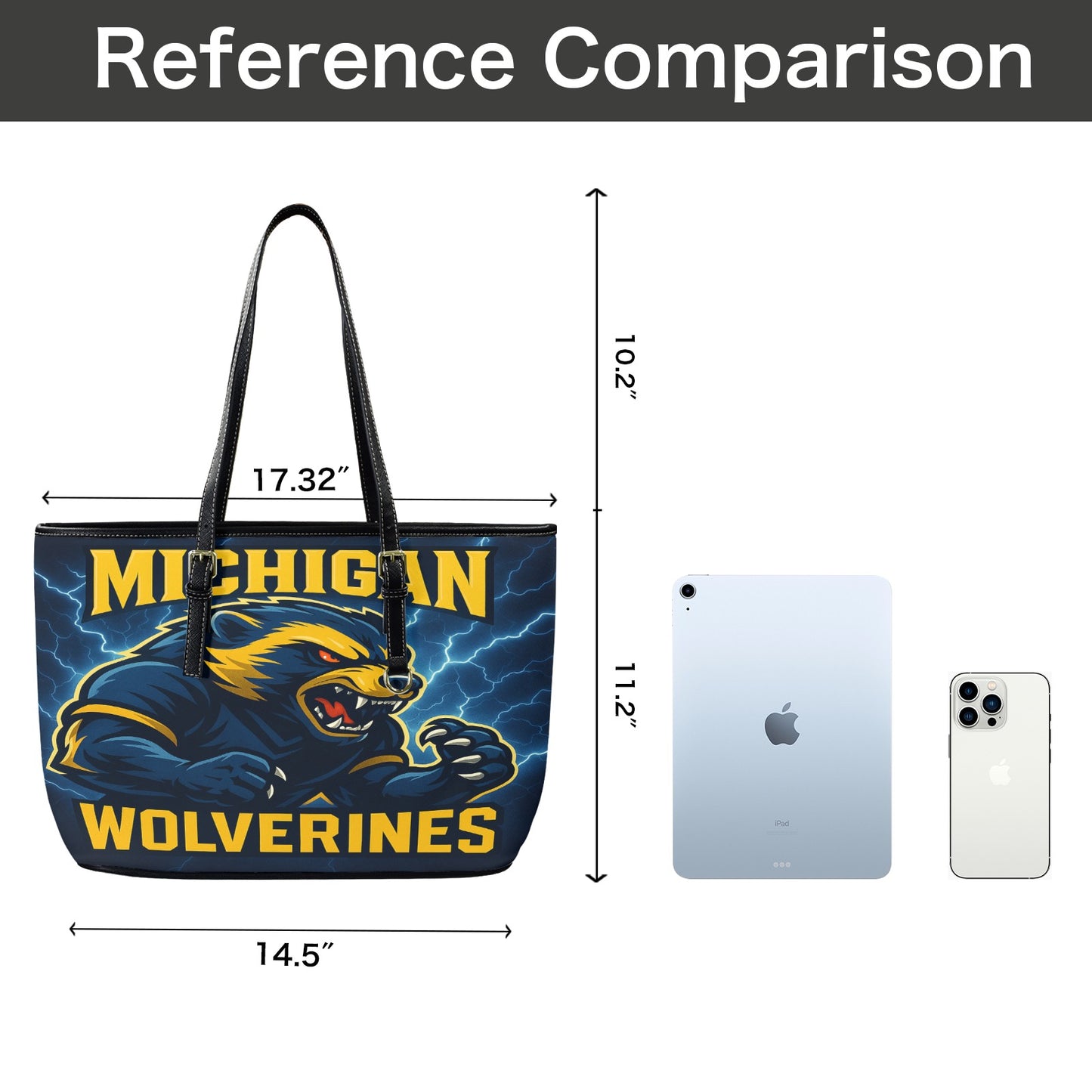 Michigan Wolverines Electric Storm Tote Bag – Premium PU Leather Carry-All with FREE Shipping