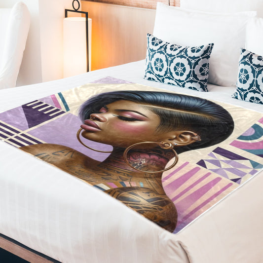 Throw Blanket with Modern Woman Design