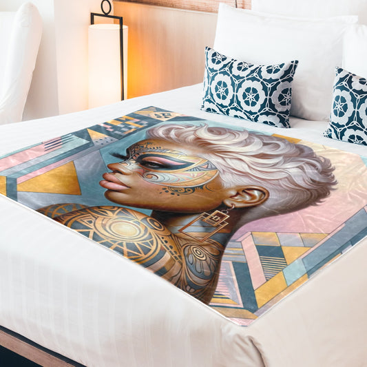 Artistic Woman Portrait Throw Blanket