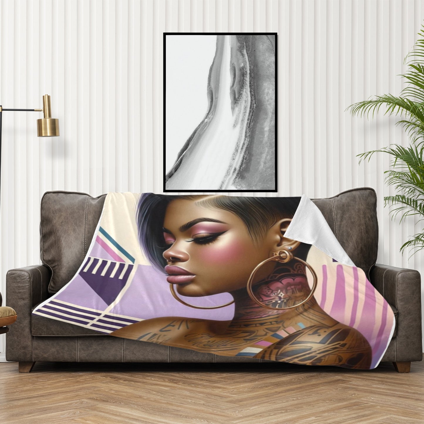 Throw Blanket with Modern Woman Design