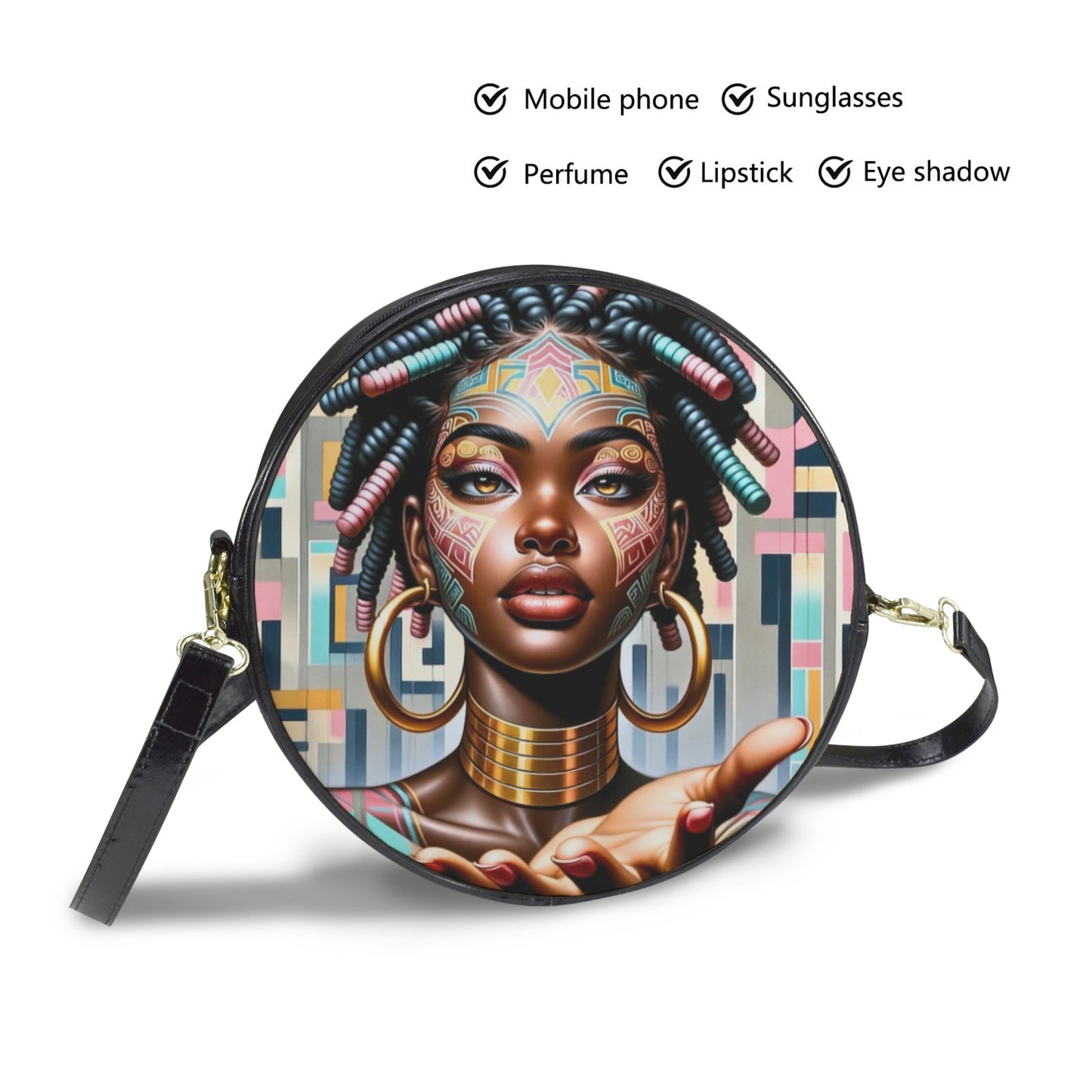 Divine Presence Round Sling Bag – Large 10x10 | Afro Elegance Edition