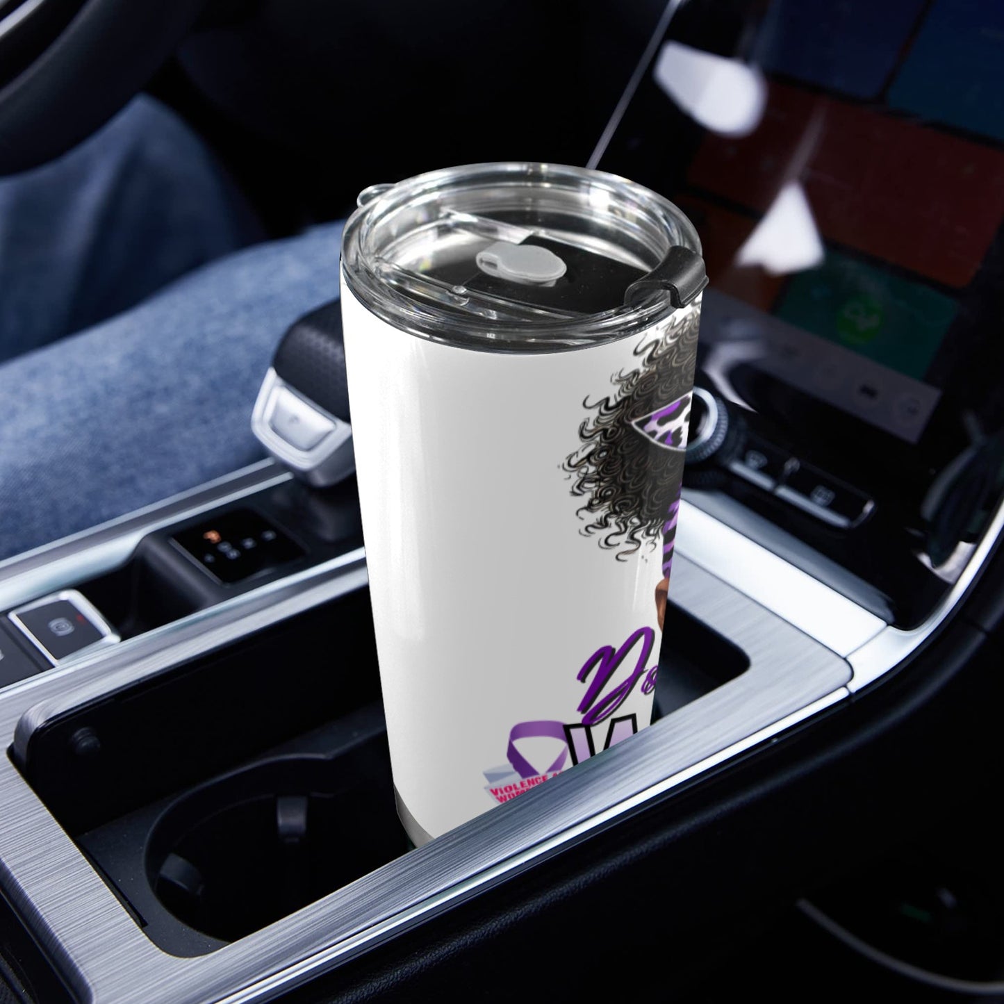 Domestic Violence Warrior 20 oz Tumbler – Purple Ribbon Awareness