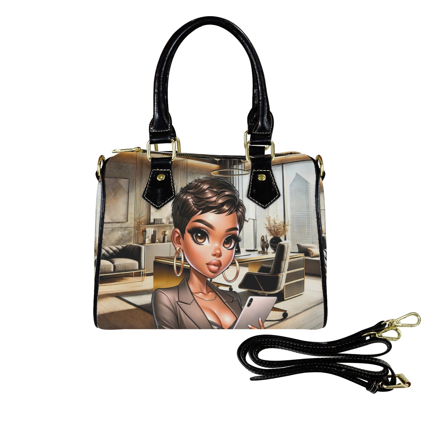 African American CEO Boston Handbag & Matching Wallet