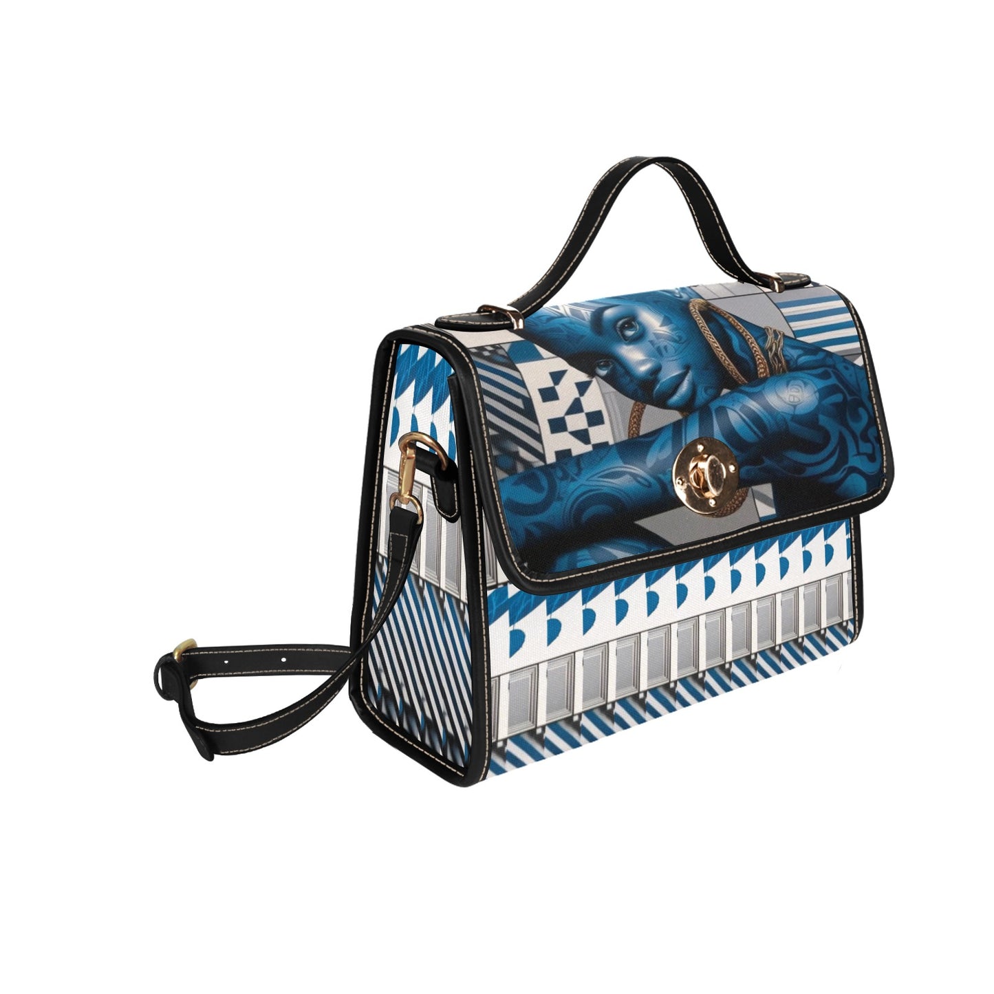 Blue Afrocentric Waterproof Canvas Bag