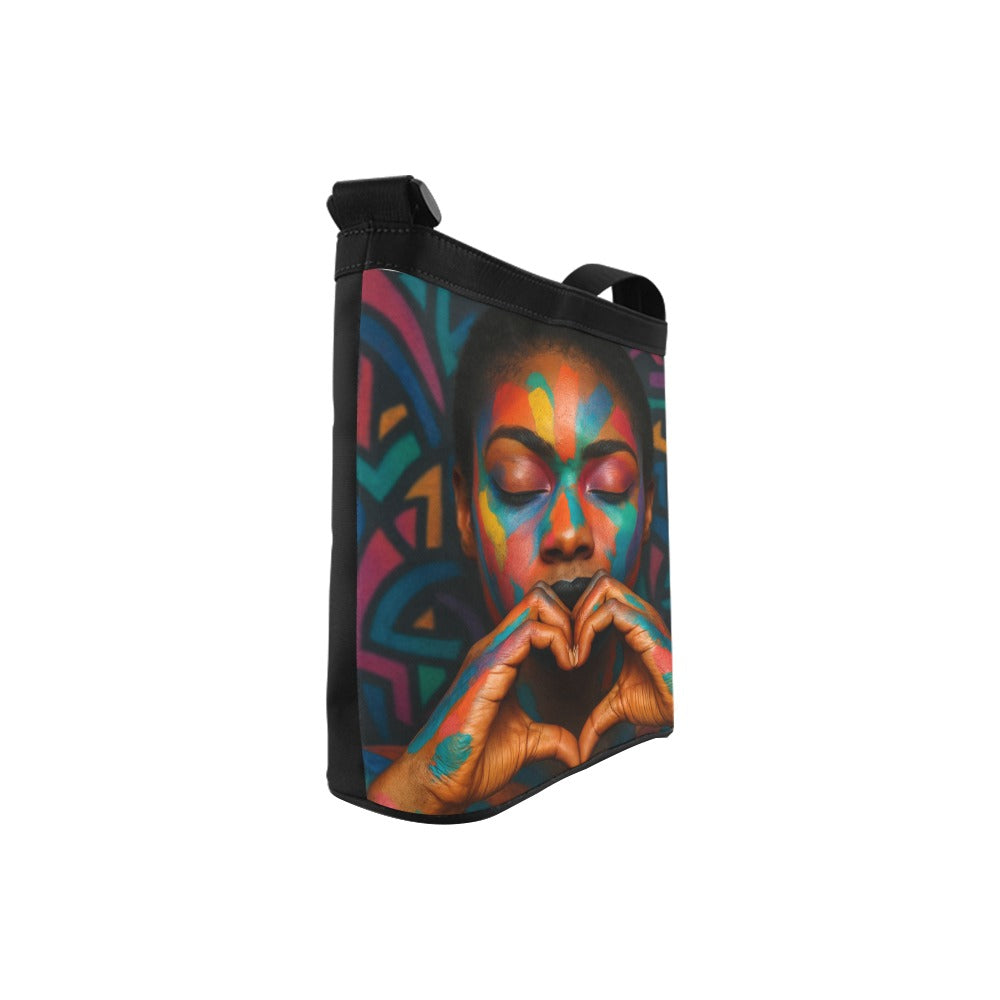 Crossbody Bag with Heart Hands & Colorful Face Art