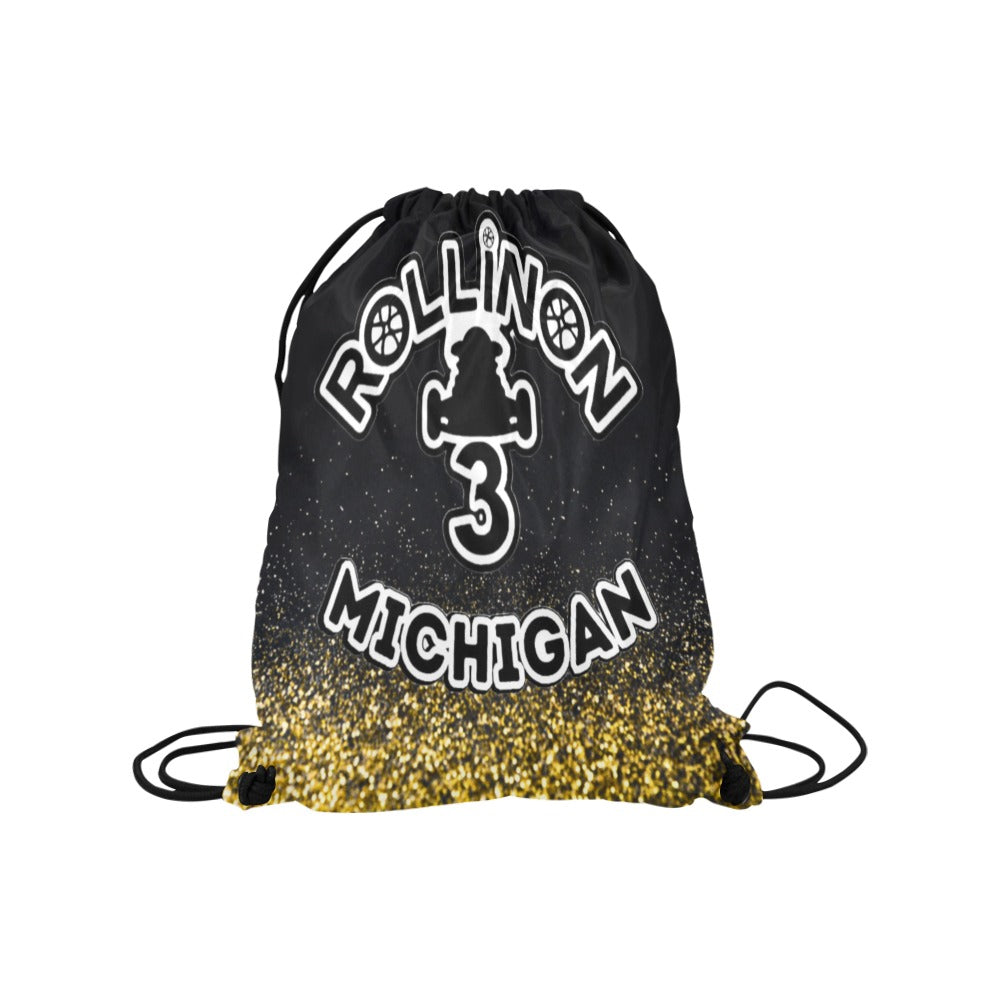 Rollin On 3 – Michigan Gold & Black Drawstring Bag