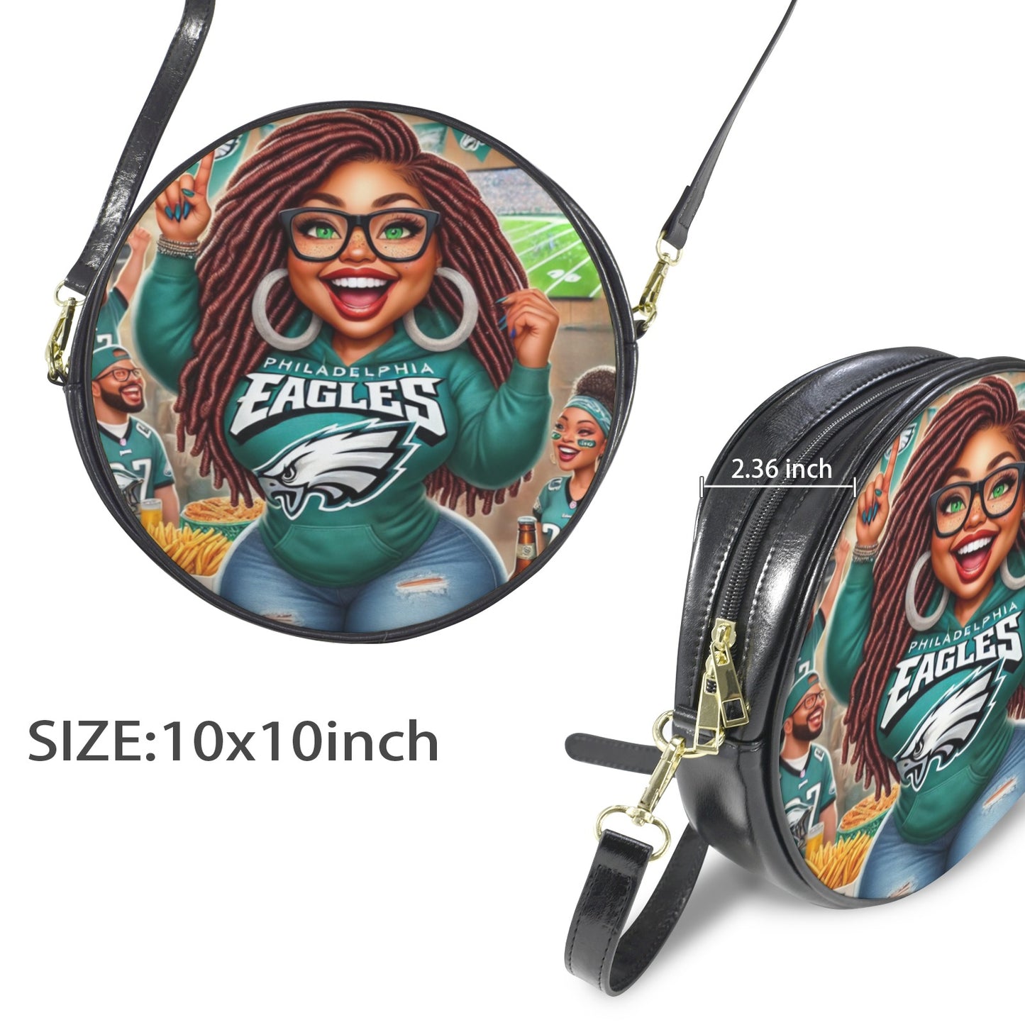 Philadelphia Eagles Fan Diva Round Sling Bag – Large 10x10