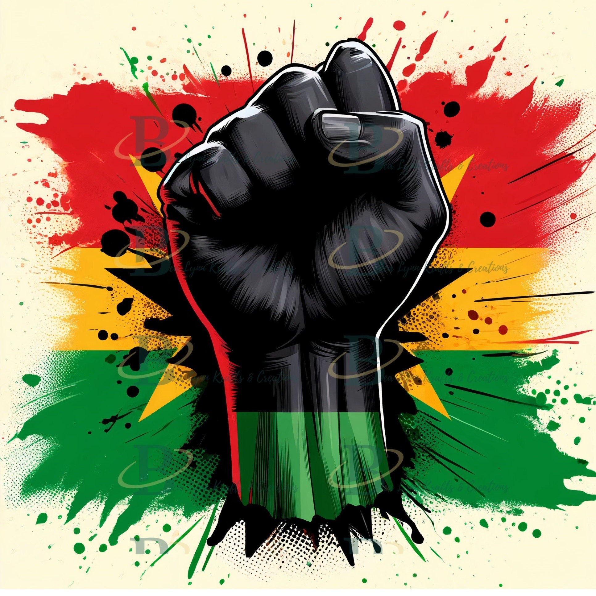 Juneteenth Digital Art Collection - Chibi Character & Black Power Fist - 5 Transparent PNG Images, African American Chibi Character PNG