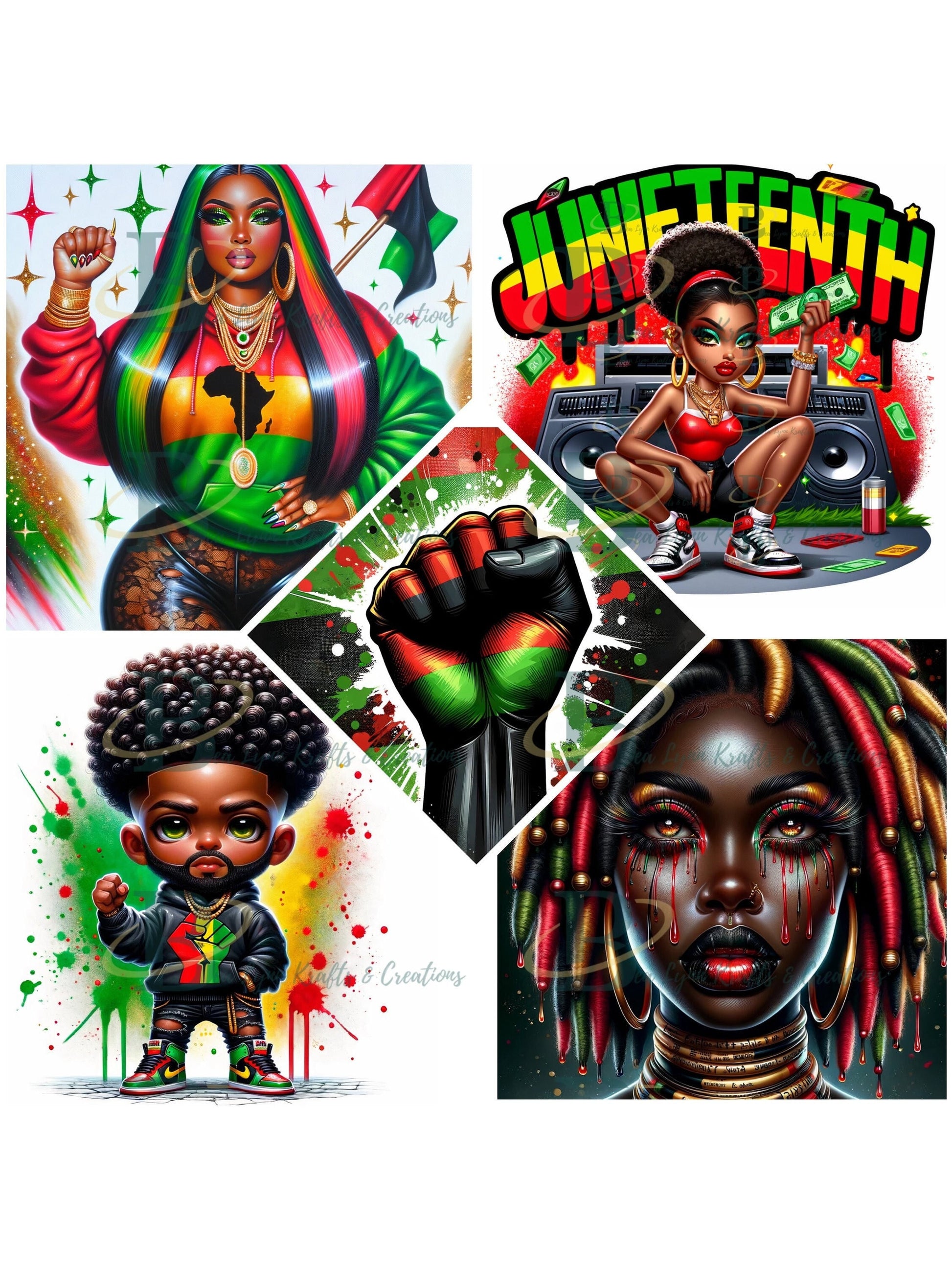 5 High-Resolution Transparent Juneteenth Digital Images | Celebratory African American Art | Juneteenth Freedom Day | Instant Download
