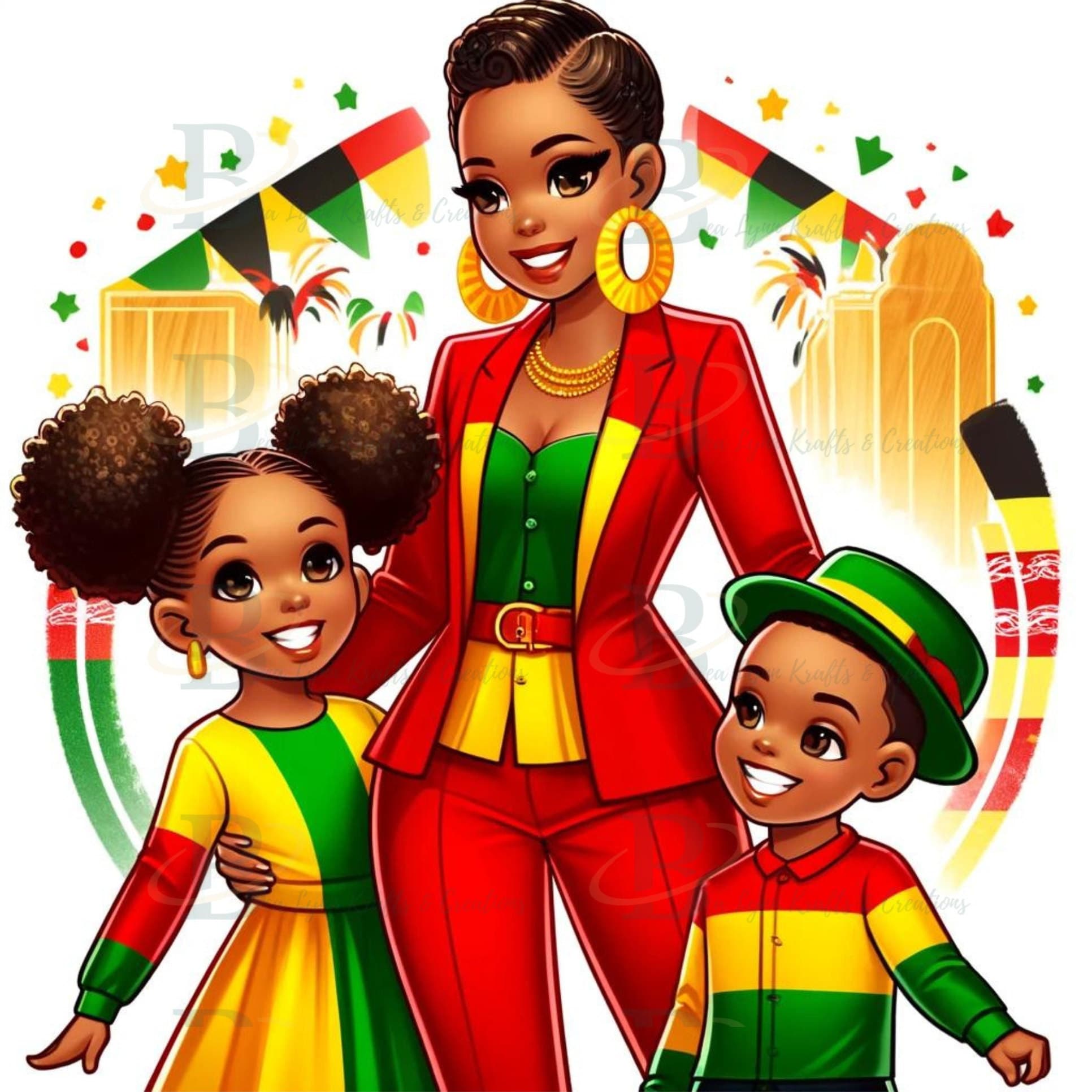 Juneteenth Joy: 5 Transparent PNG Digital Images, Celebrating Freedom and Family Unity Png, Cultural Pride Png,