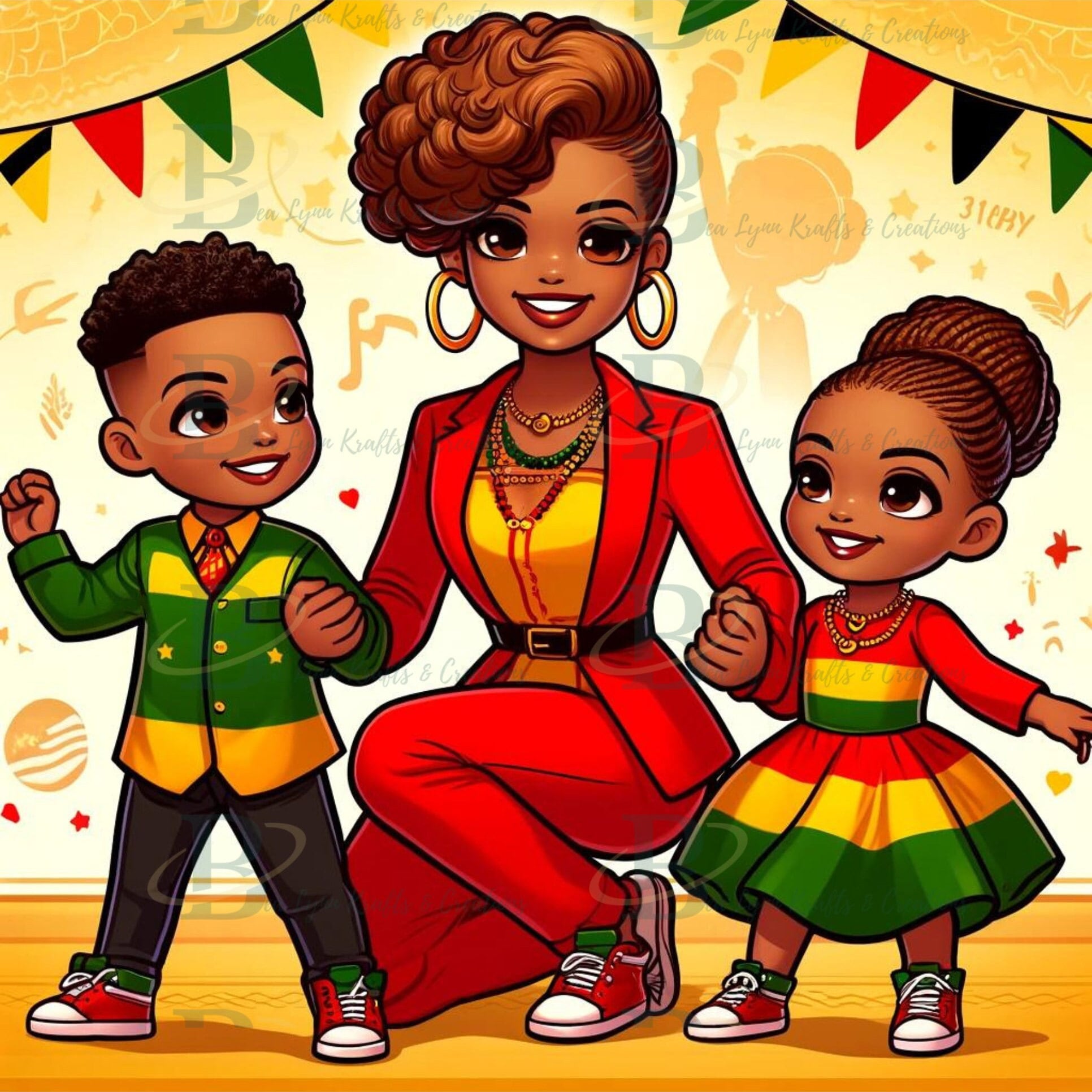 Juneteenth Joy: 5 Transparent PNG Digital Images, Celebrating Freedom and Family Unity Png, Cultural Pride Png,