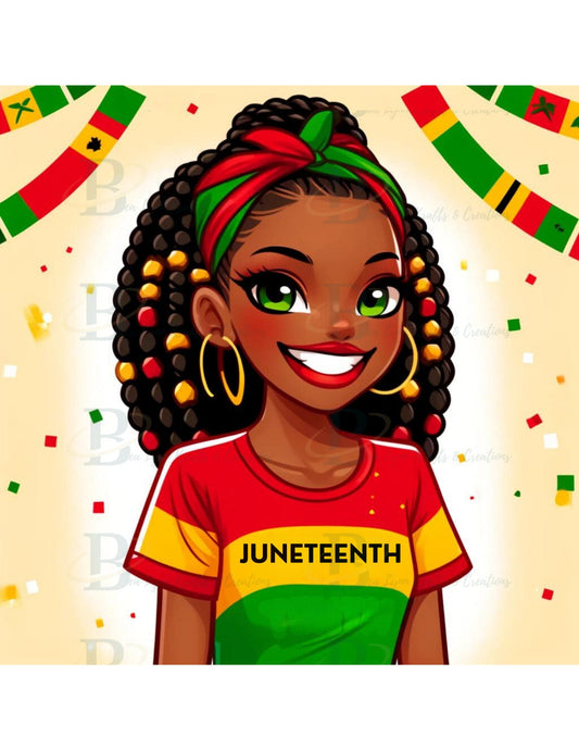 Juneteenth Joy Transparent PNG Design, African American Cartoon, Sublimation download, Stickers, Planners, Journals, Empowerment PNG