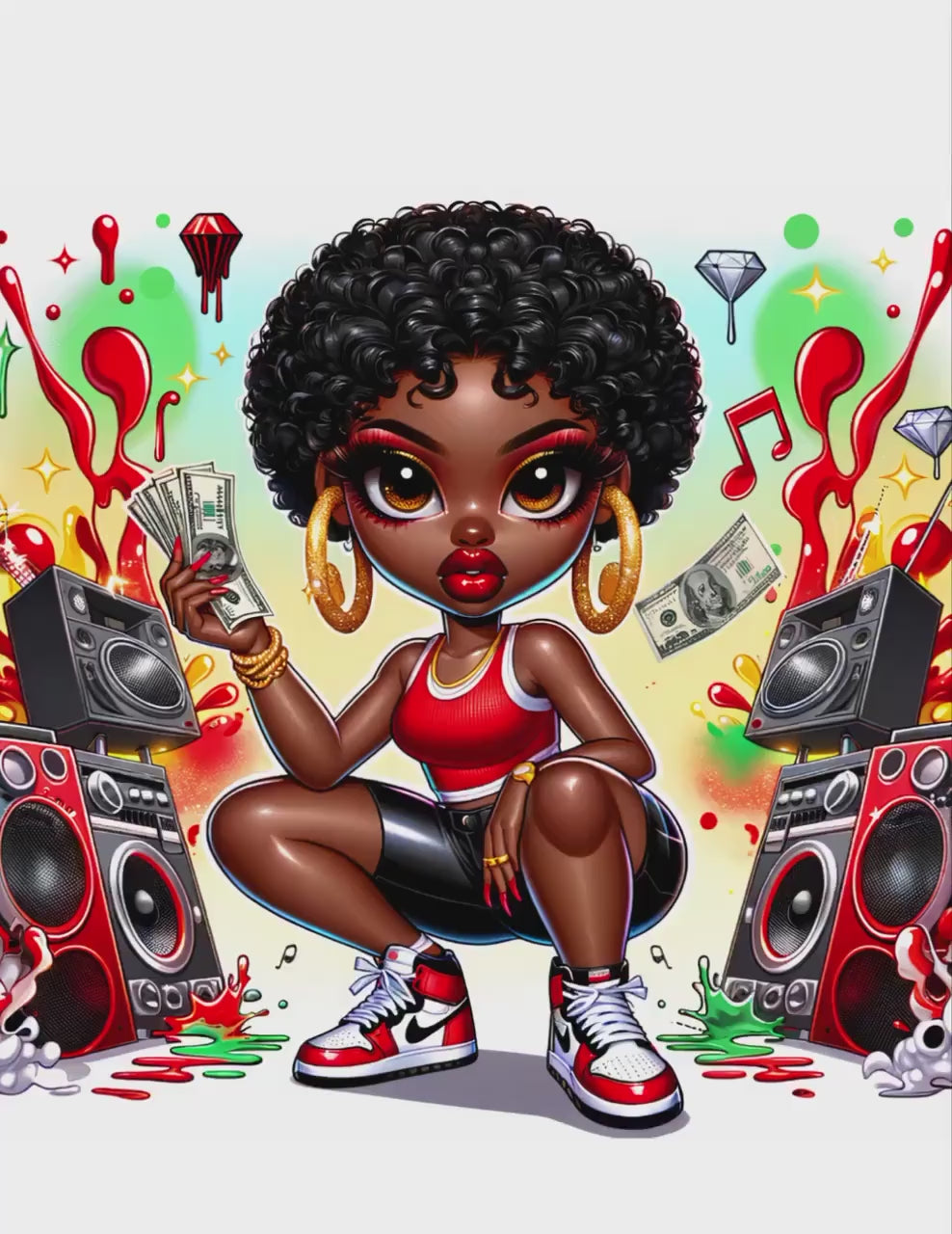 Celebrate Juneteenth PNG Digital Art, Chibi Character-Transparent PNG Images, African American Chibi Character PNG, 1865 Independence