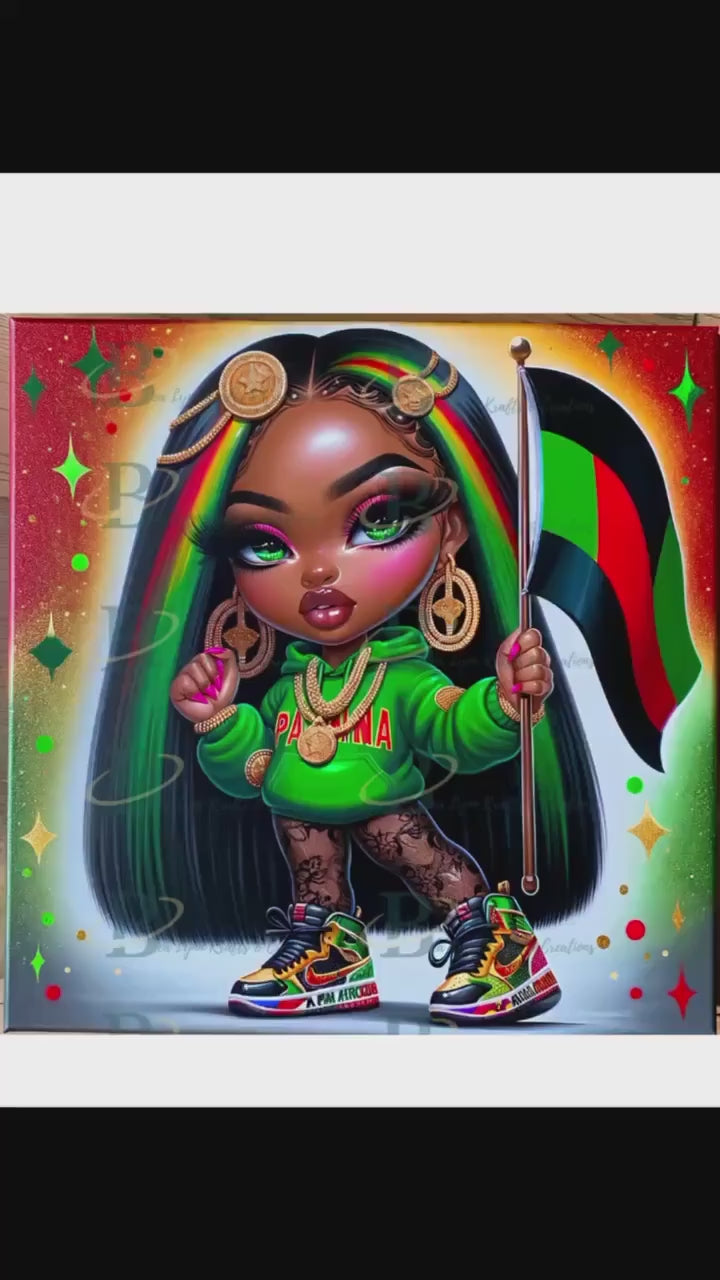 Juneteenth Digital Art Collection - Chibi Character & Black Power Fist - 5 Transparent PNG Images, African American Chibi Character PNG