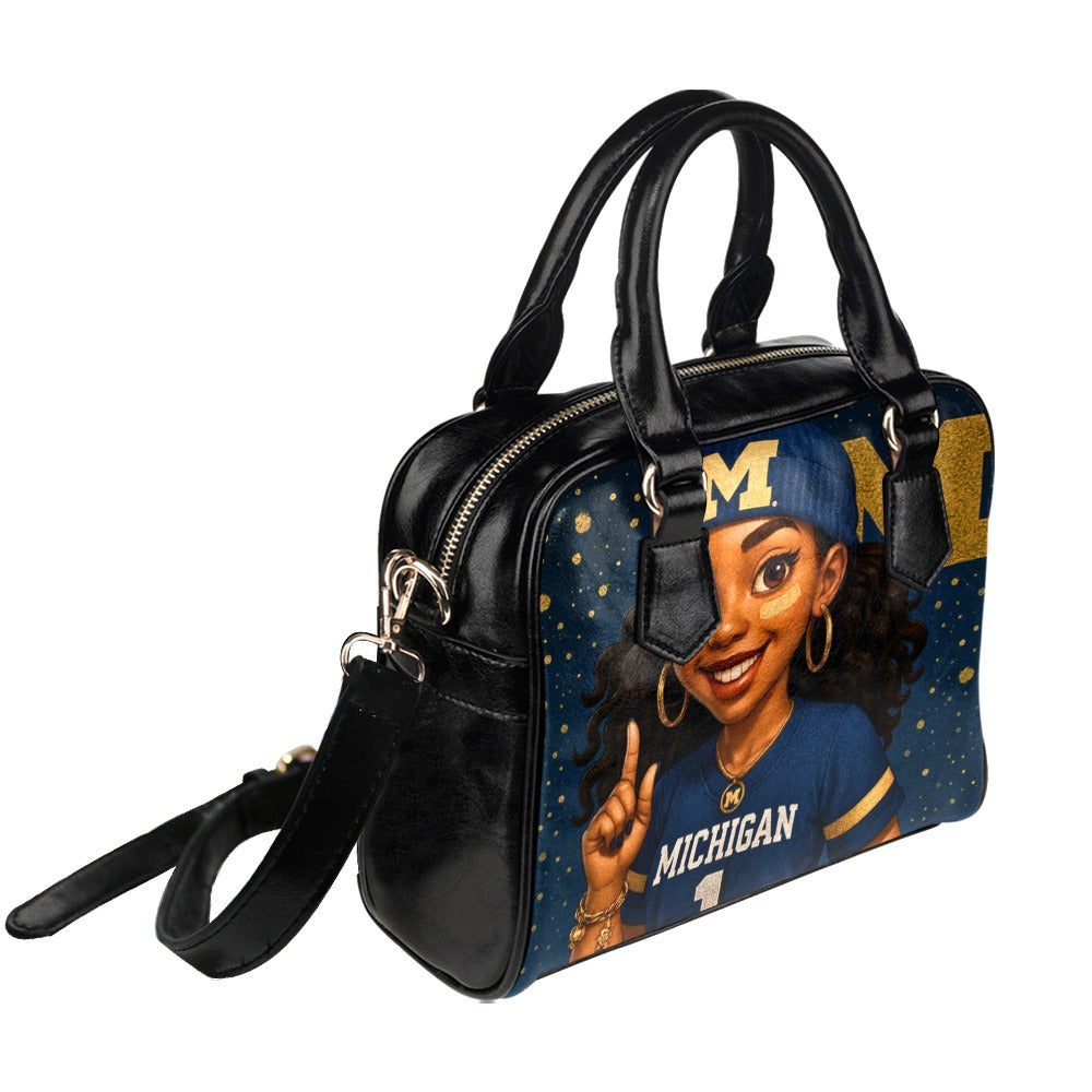 Michigan Wolverines #1 Fan Girl Handbag – Stylish Game-Day Shoulder Purse
