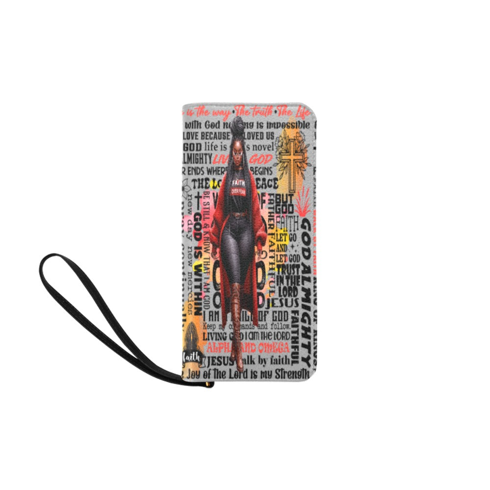 Faith Over Fear Women’s Clutch Purse – Inspirational Christian Wallet (Matches All 4 City Bags)