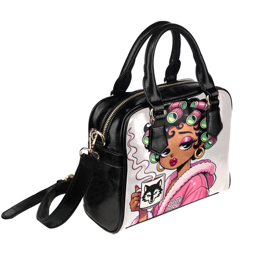Pink Betty Boop Shoulder Handbag – Glam Coffee Morning Cartoon Art, PU Leather Tote