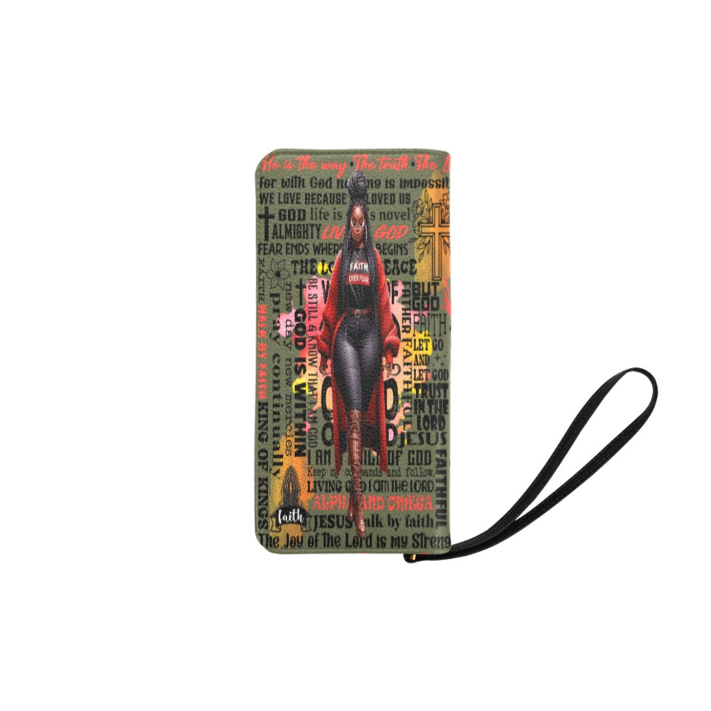 Faith Over Fear Women’s Clutch Purse – Inspirational Christian Wallet (Matches All 4 City Bags)