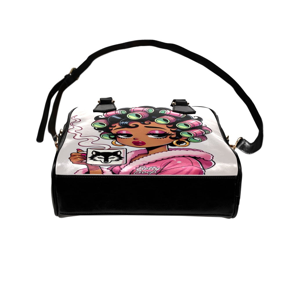 Pink Betty Boop Shoulder Handbag – Glam Coffee Morning Cartoon Art, PU Leather Tote