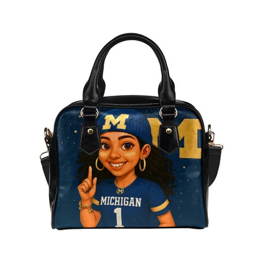 Michigan Wolverines Dark-Haired Game-Day Girl Handbag – Custom Sports Purse