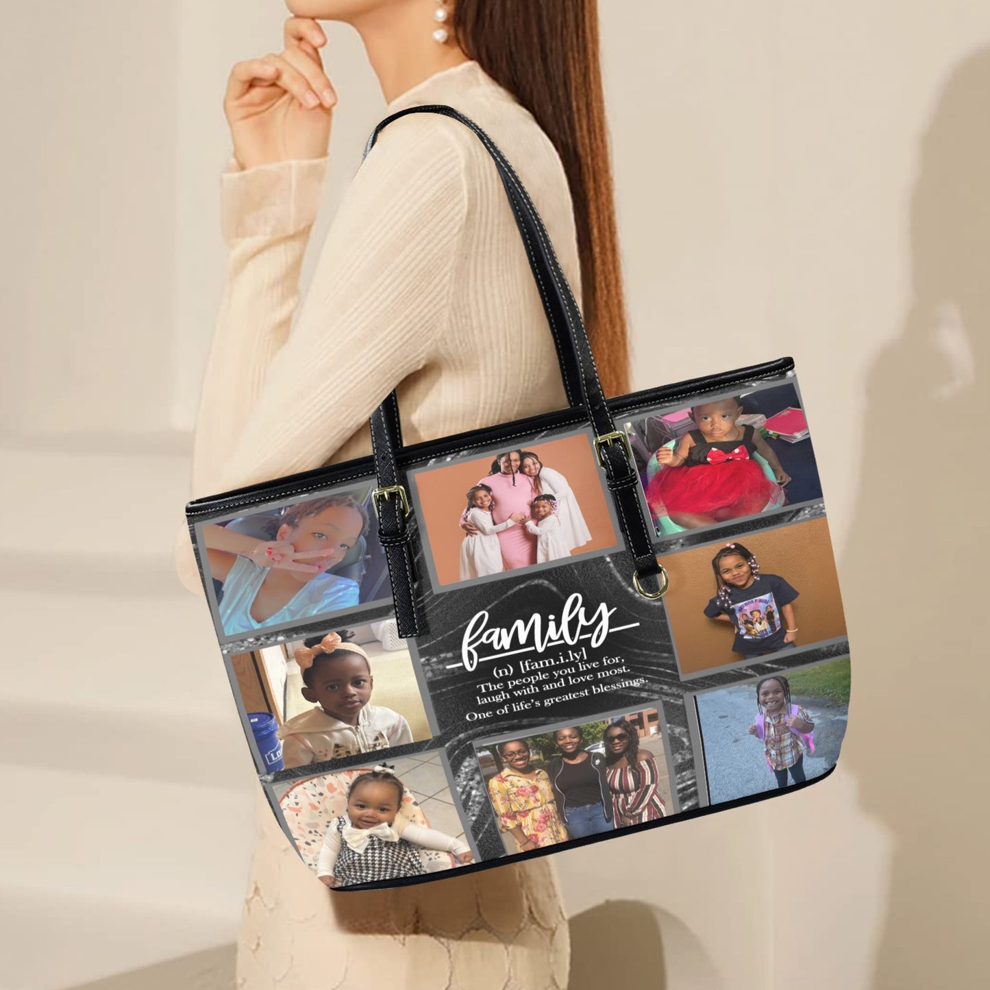 Custom Photo Leather Family Tote