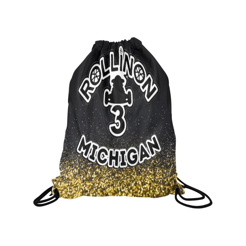 Rollin On 3 – Michigan Gold & Black Drawstring Bag