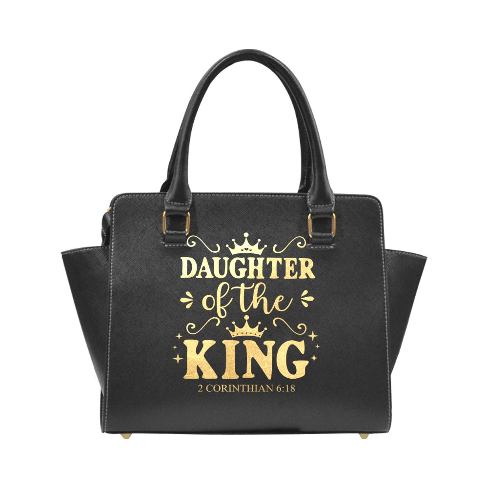 “Daughter of the King” Rivet Handbag – 2 Corinthians 6:18 Christian Leather Purse