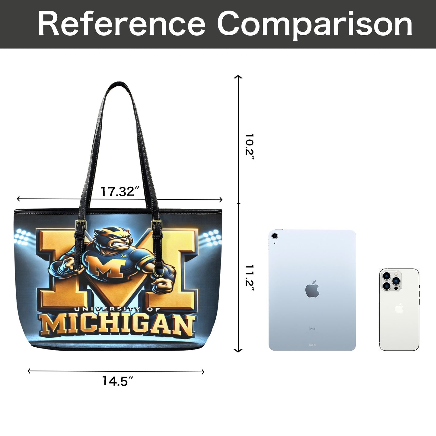 University of Michigan Leather Tote Bag – Large