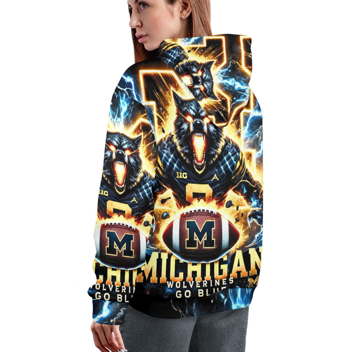Michigan Wolverines All-Over Print Hoodie Women's