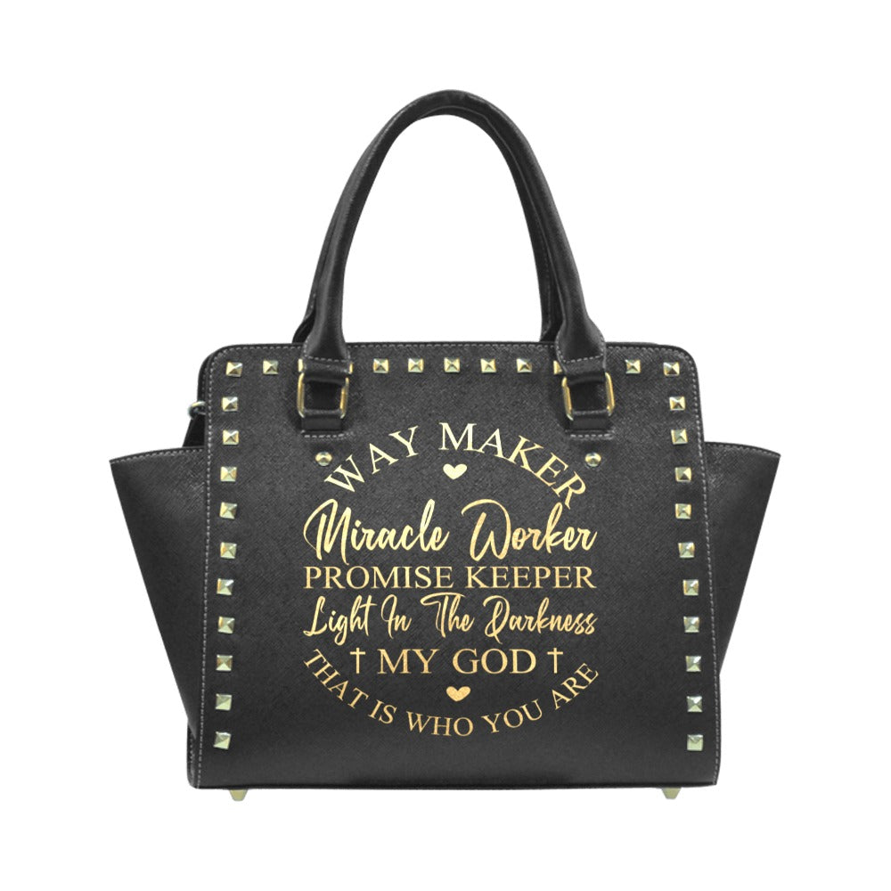 "Way Maker Scripture Handbag – Faith-Inspired Rivet Purse for Women"