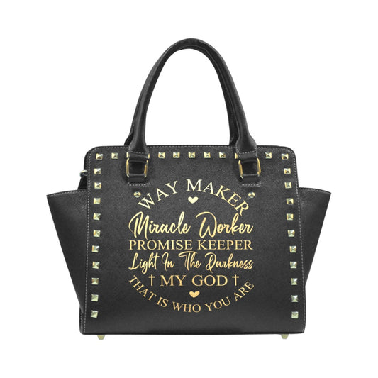 "Way Maker Scripture Handbag – Faith-Inspired Rivet Purse for Women"