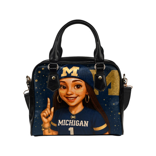 Michigan Wolverines Brown-Haired Game-Day Girl Handbag – Custom Sports Purse