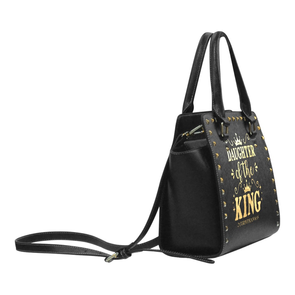 “Daughter of the King” Rivet Handbag – 2 Corinthians 6:18 Christian Leather Purse