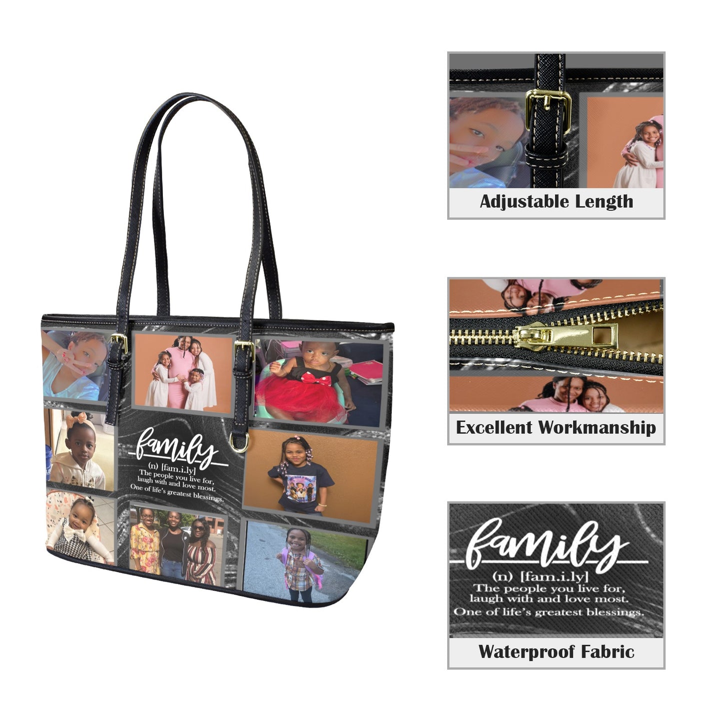 Custom Photo Leather Family Tote