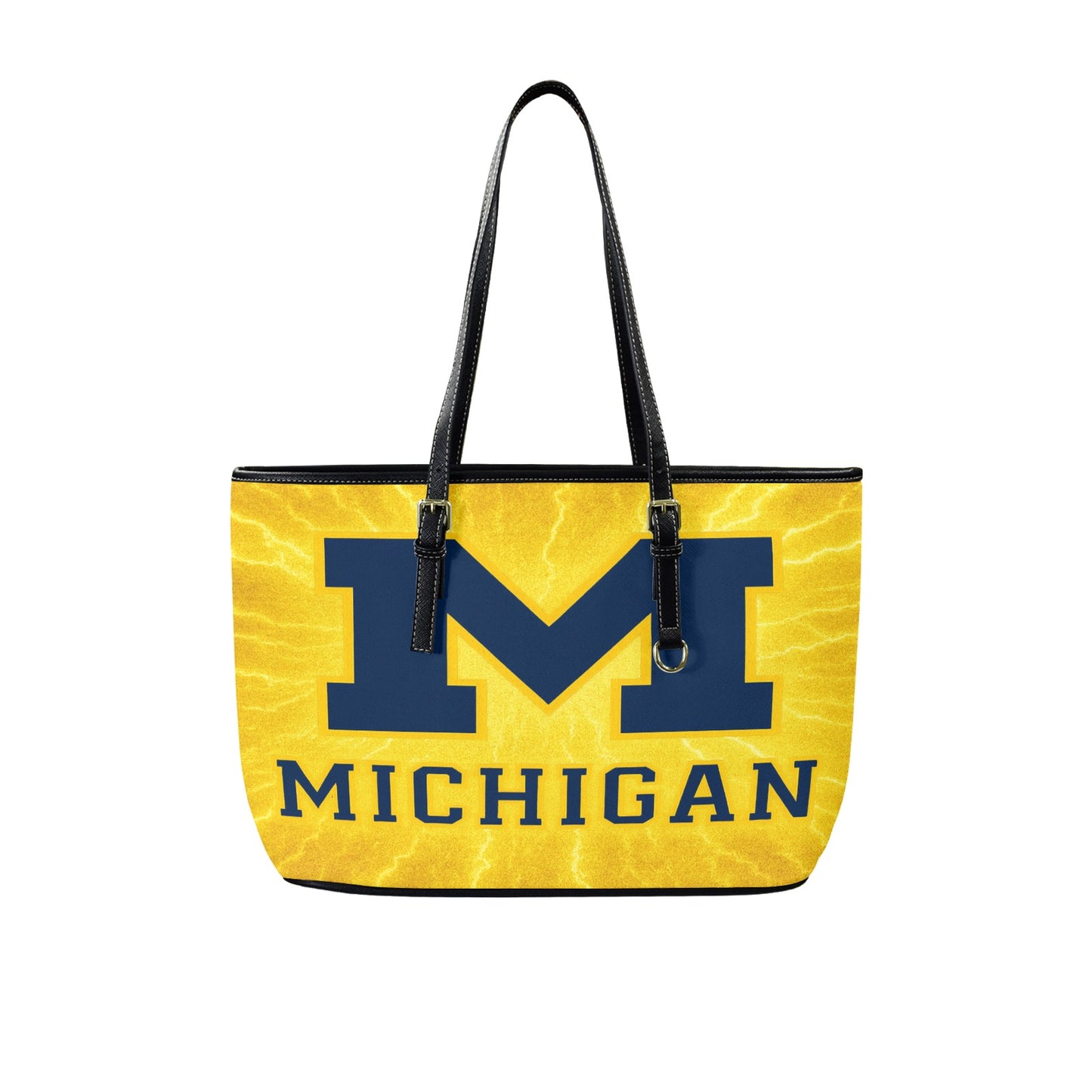 University of Michigan Leather Maize Tote Bag – Large