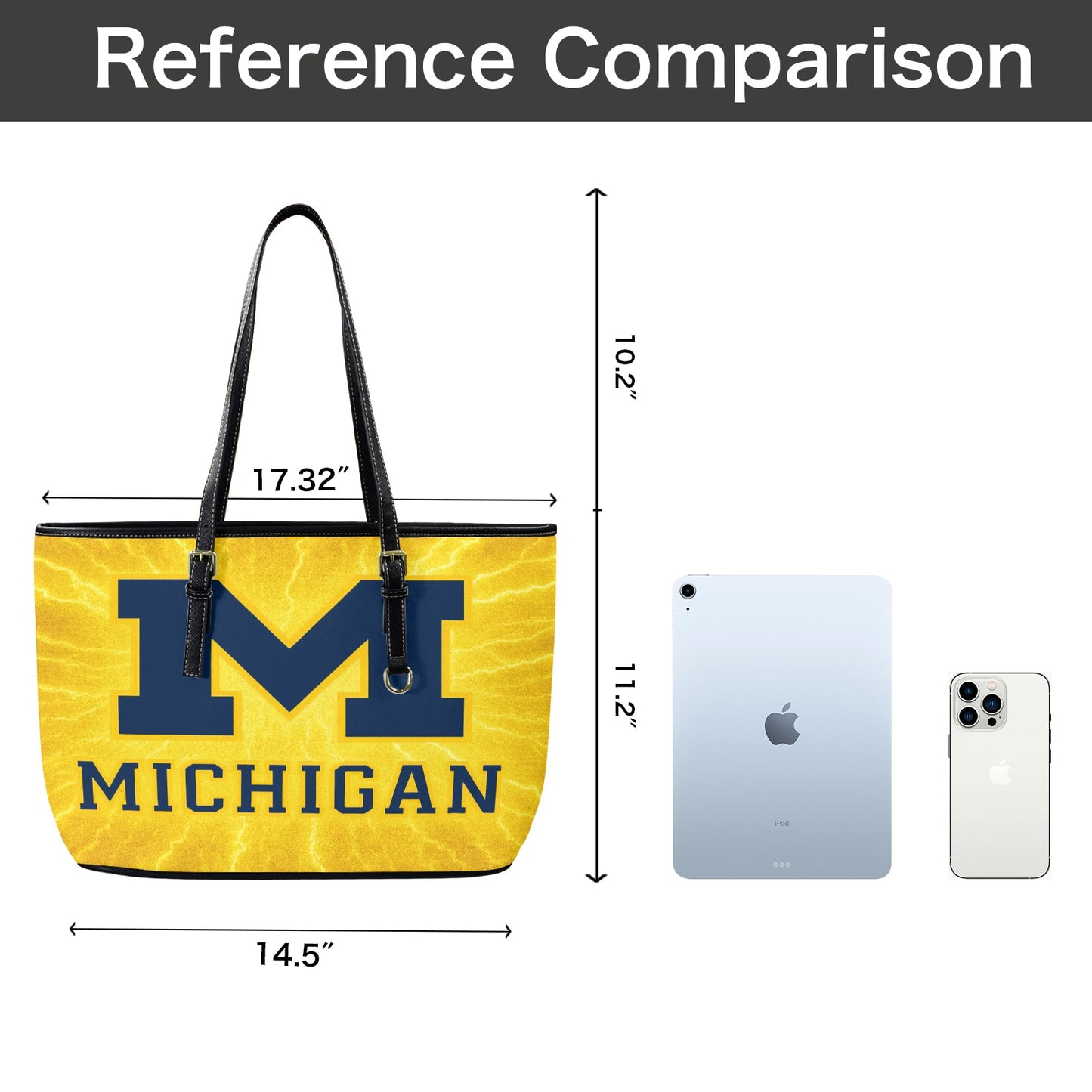 University of Michigan Leather Maize Tote Bag – Large
