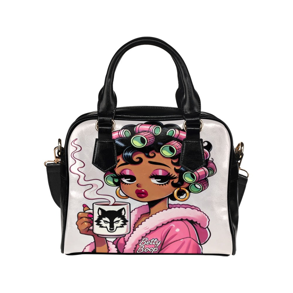 Pink Betty Boop Shoulder Handbag – Glam Coffee Morning Cartoon Art, PU Leather Tote