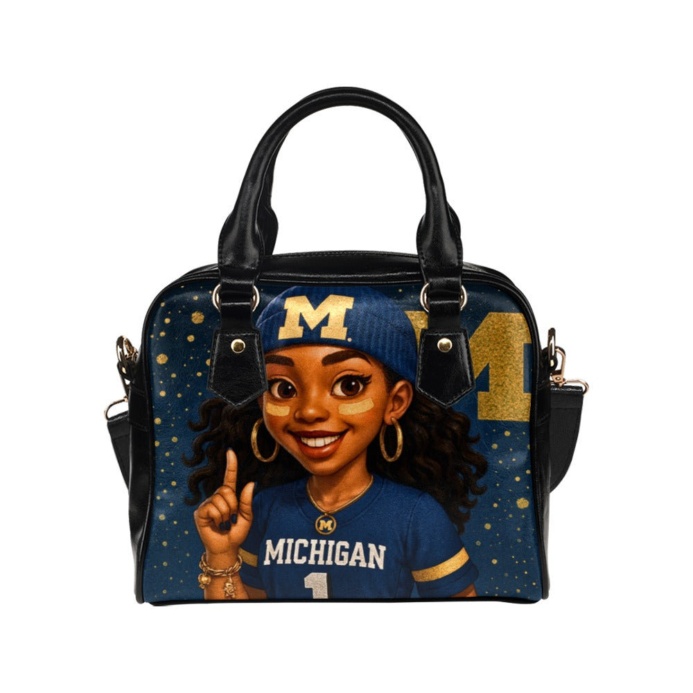 Michigan Wolverines #1 Fan Girl Handbag – Stylish Game-Day Shoulder Purse