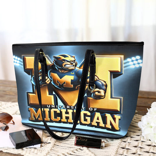 University of Michigan Leather Tote Bag – Large