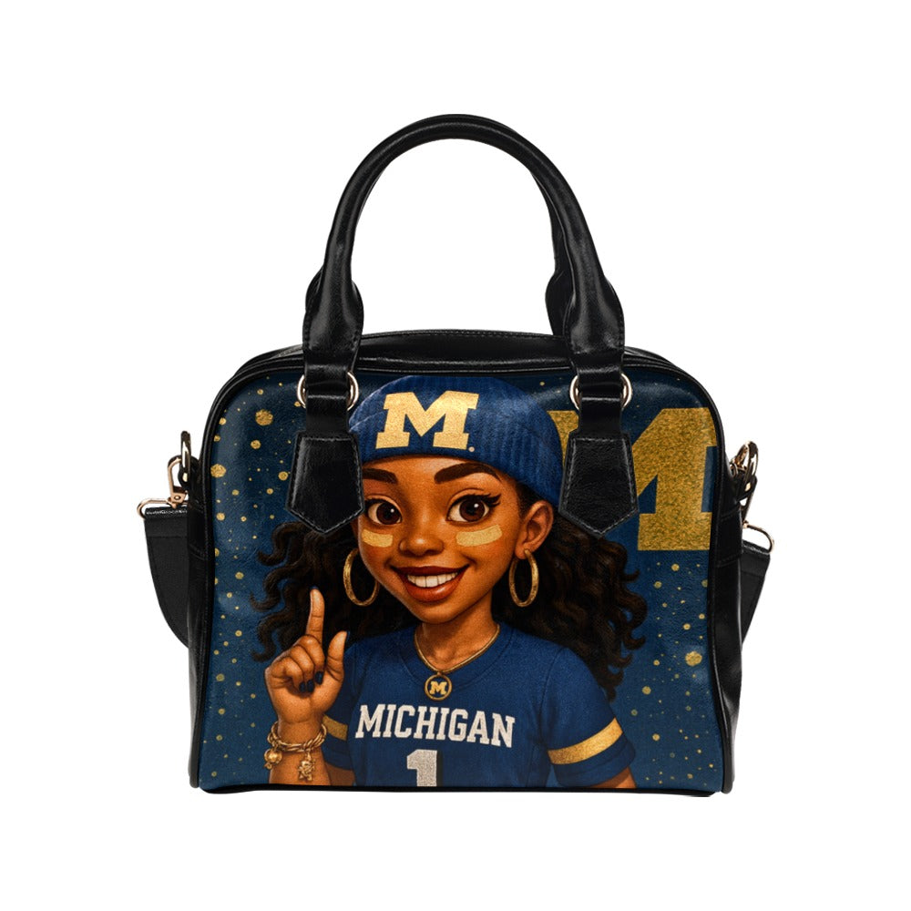 Michigan Wolverines #1 Fan Girl Handbag – Stylish Game-Day Shoulder Purse