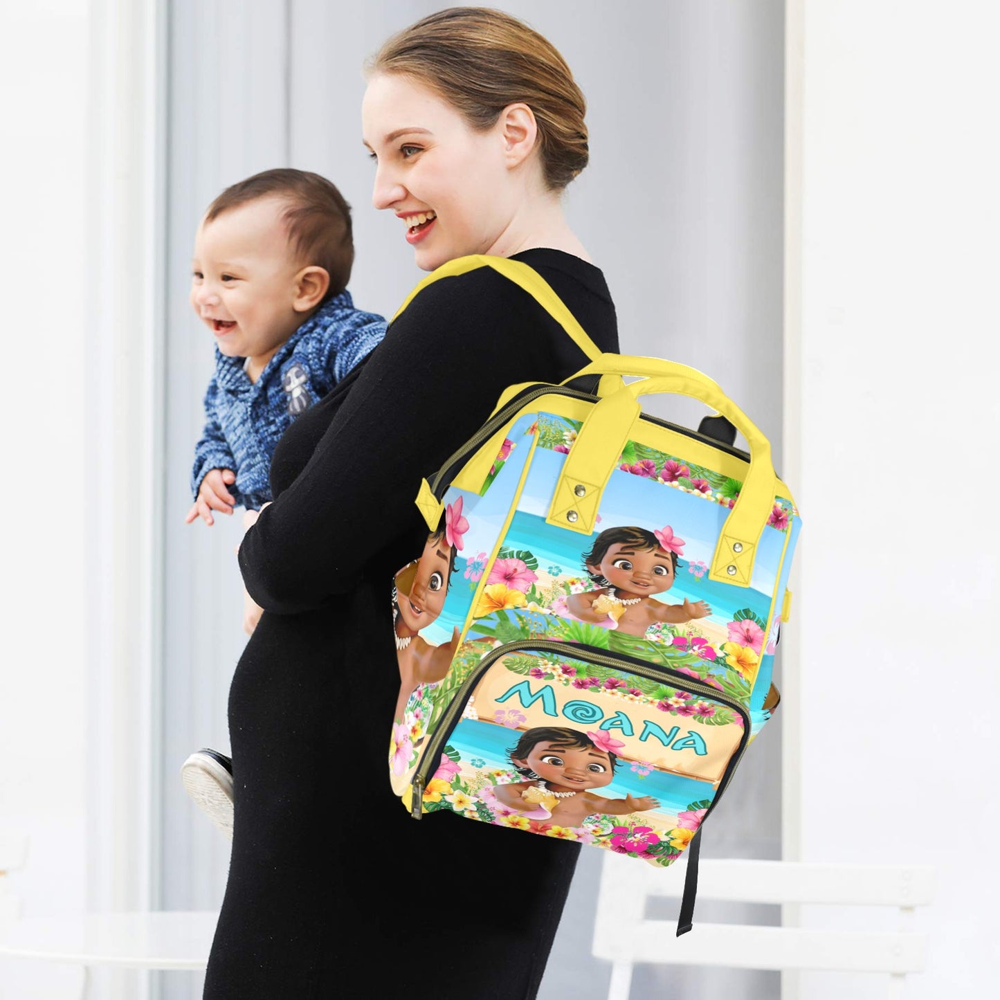 Moana-Themed Multi-Functional Diaper Backpack with Insulated Pockets
