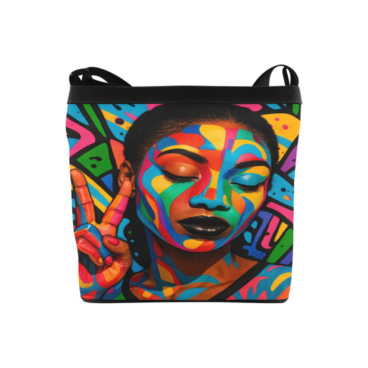 Afro Pop Crossbody Bag Featuring Peace Sign