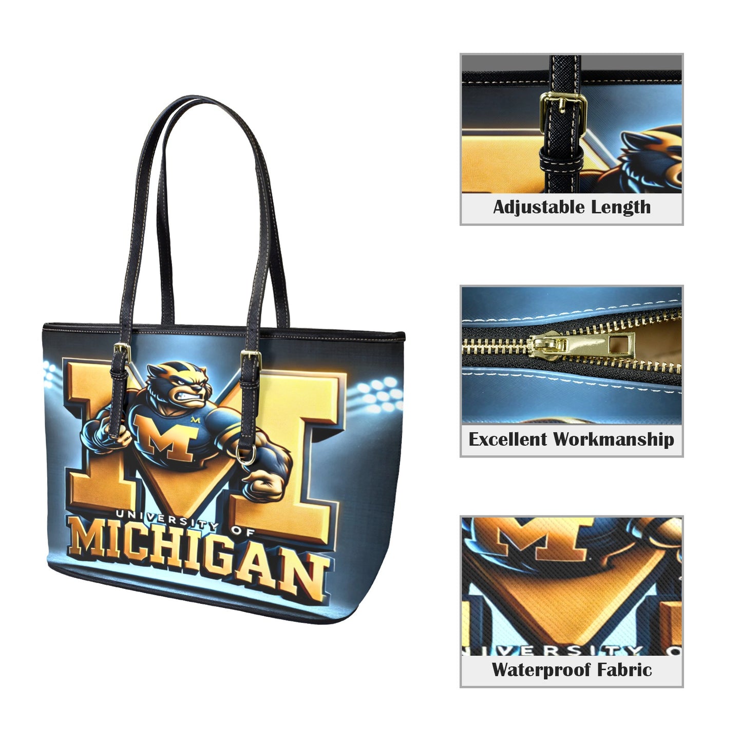 University of Michigan Leather Tote Bag – Large