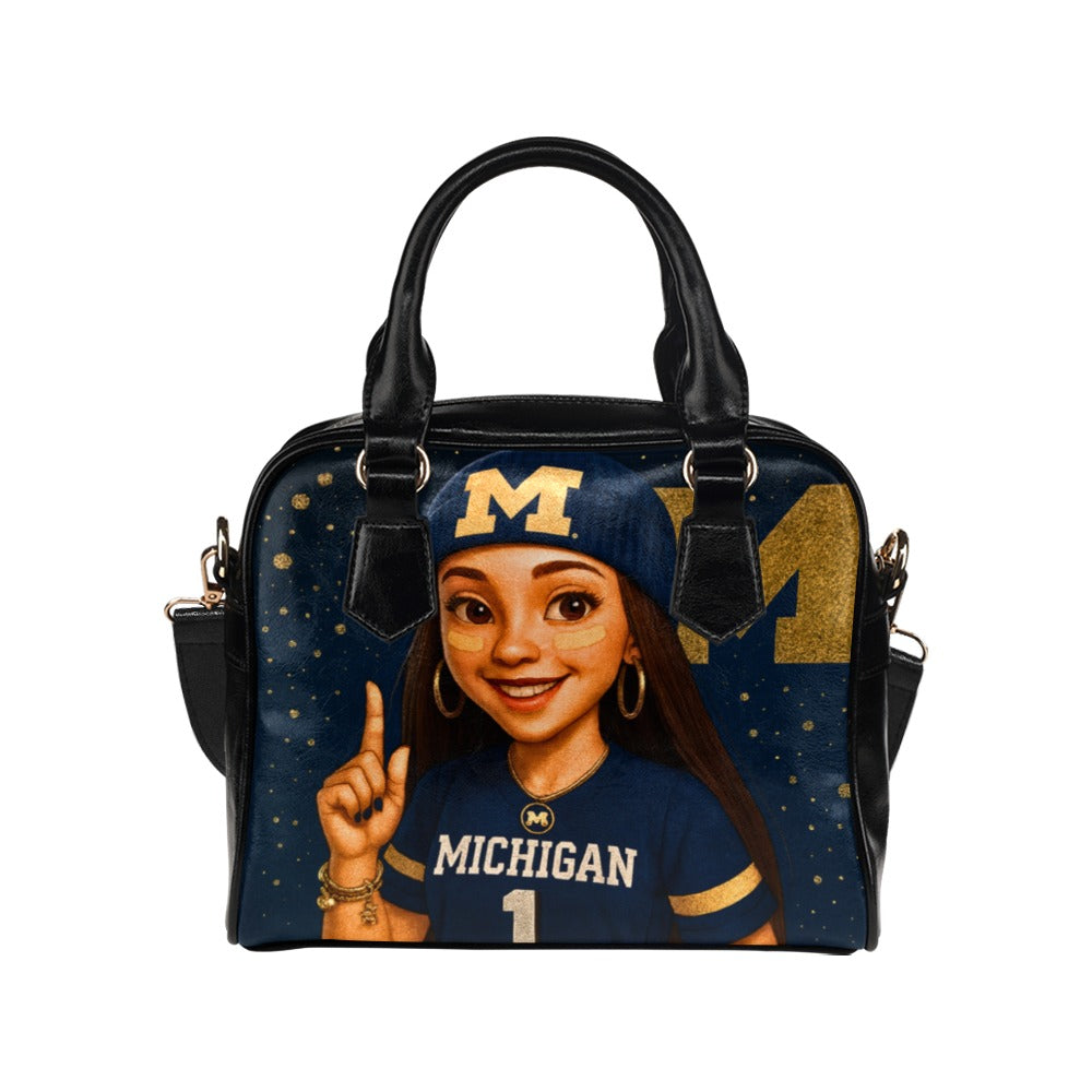 Michigan Wolverines Brown-Haired Game-Day Girl Handbag – Custom Sports Purse