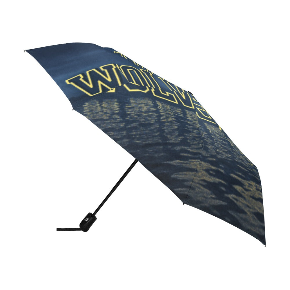 Michigan Wolverines Auto-Fold Umbrella | Navy Maize College Fan Anti-UV Rain Umbrella
