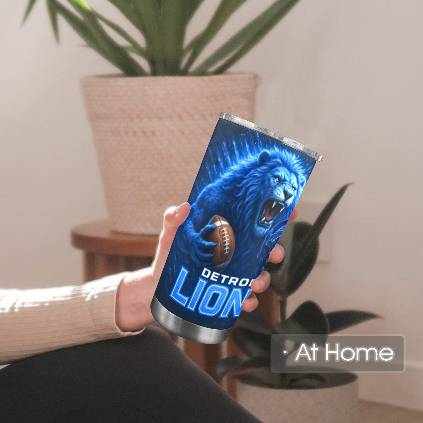 Detroit Lions 20oz Insulated Tumbler – Stainless Steel Hot & Cold Cup with Slide Lid | Lions Football Fan Gift