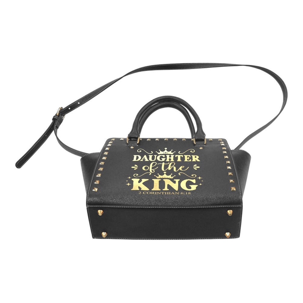 “Daughter of the King” Rivet Handbag – 2 Corinthians 6:18 Christian Leather Purse