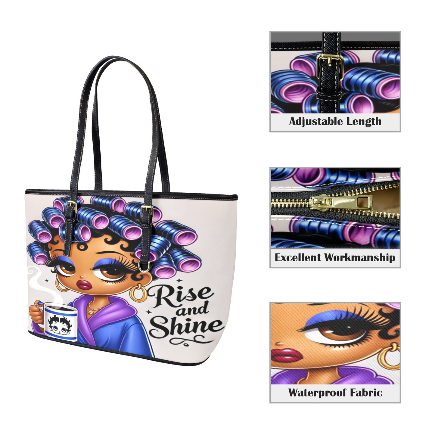 Betty Boop “Rise and Shine” Leather Tote Bag – Large