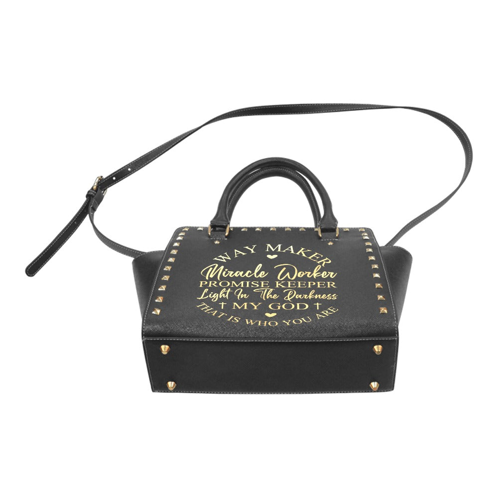 "Way Maker Scripture Handbag – Faith-Inspired Rivet Purse for Women"